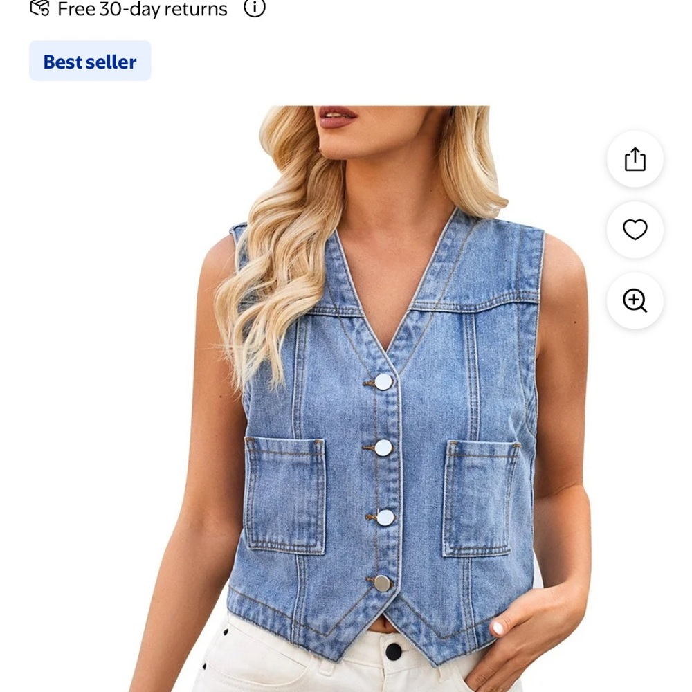NEW wo tags: Stylish Denim Button-Up Vest